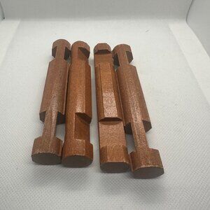 Set Of 4 Wooden Lincoln Logs Brown Construction Pieces